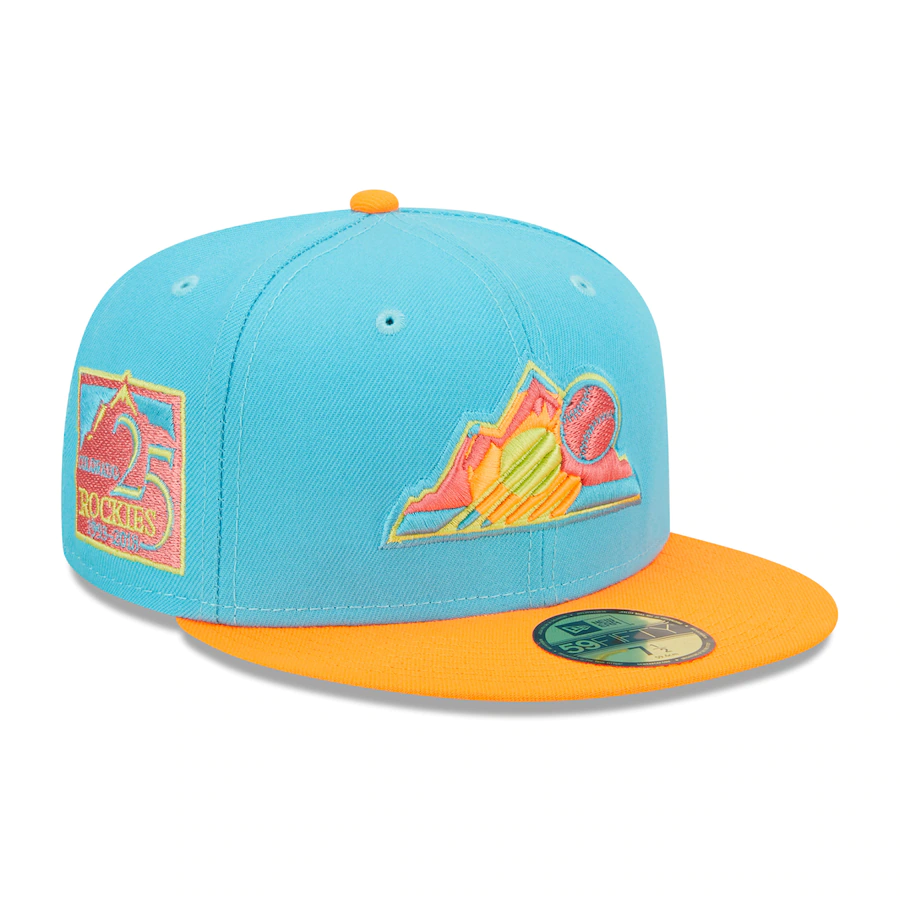 New Era Colorado Rockies Blue/Orange 25th Anniversary Vice Highlighter 59FIFTY Fitted Hat