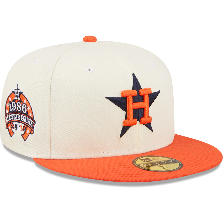 New Era Houston Astros White/Orange Cooperstown Collection 1986 MLB All-Star Game Chrome 59FIFTY Fitted Hat