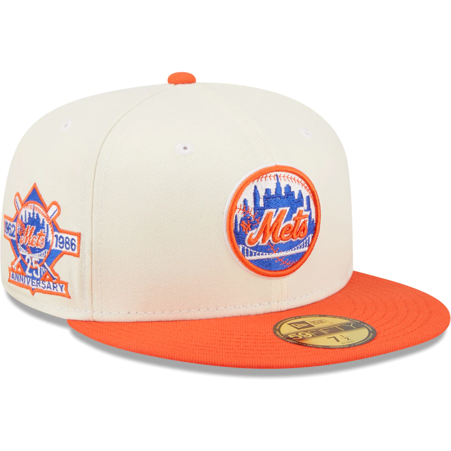 New Era New York Mets White/Orange Cooperstown Collection 25th Anniversary Chrome 59FIFTY Fitted Hat