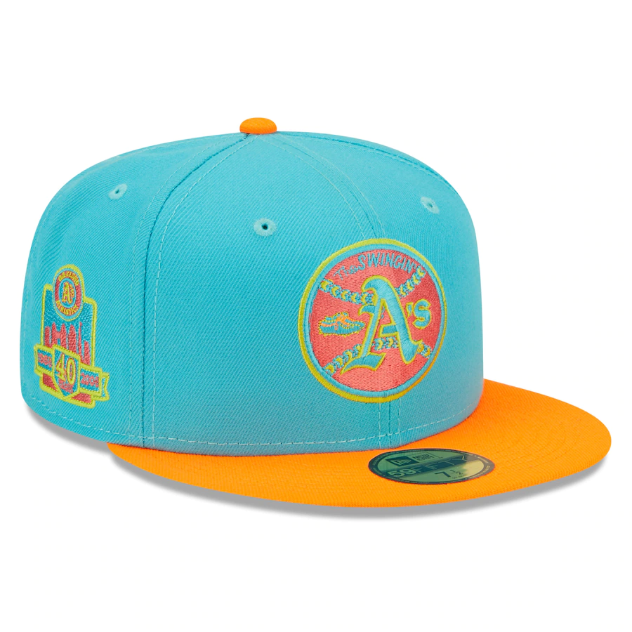 New Era Oakland Athletics Blue/Orange Vice Highlighter 59FIFTY Fitted Hat