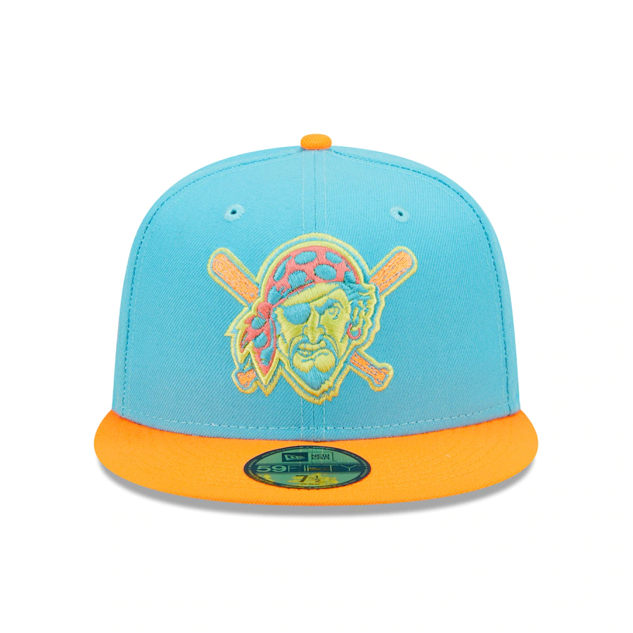 New Era Pittsburgh Pirates Blue/Orange Three Rivers Stadium 30th Anniversary Vice Highlighter 59FIFTY Fitted Hat