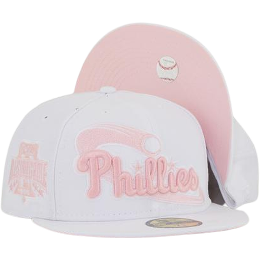 New Era Philadelphia Phillies White "Brotherly Love" Pink Undervisor 59FIFTY Fitted Hat