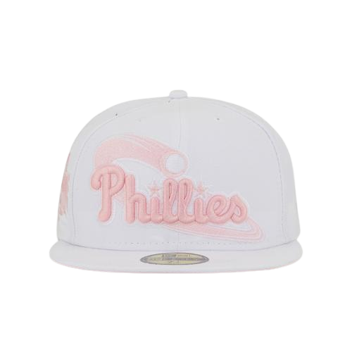 New Era Philadelphia Phillies White "Brotherly Love" Pink Undervisor 59FIFTY Fitted Hat