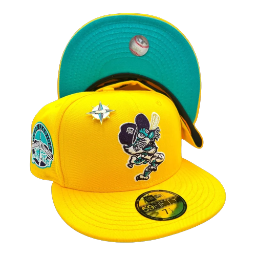 New Era Detroit Tigers Yellow/Teal 1912-1999 Stadium Patch 59FIFTY Fitted Hat