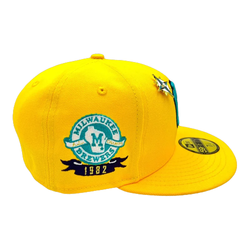 New Era Milwaukee Brewers Yellow/Teal 1982 American League Champs 59FIFTY Fitted Hat