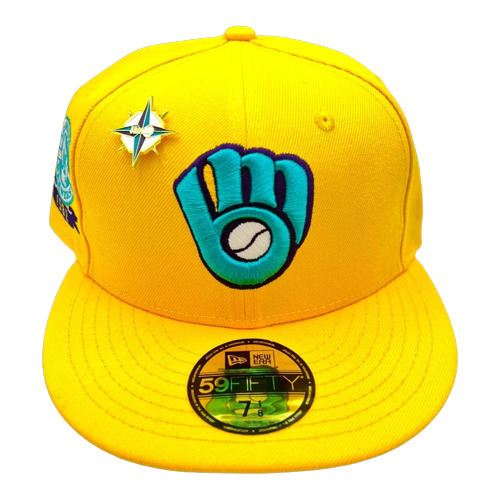 New Era Milwaukee Brewers Yellow/Teal 1982 American League Champs 59FIFTY Fitted Hat