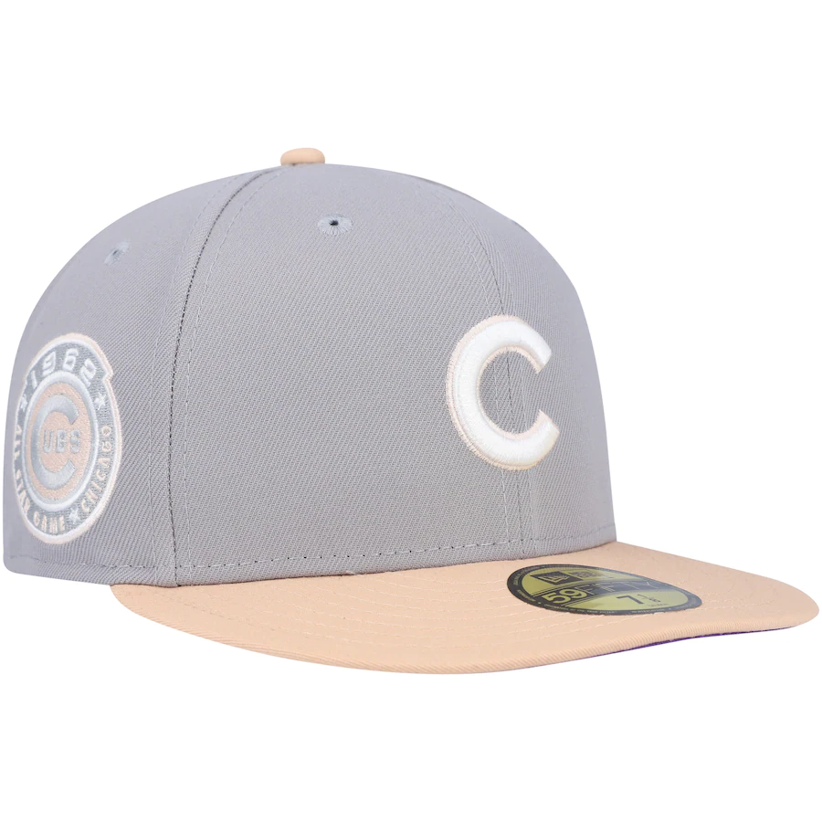 New Era Chicago Cubs Gray/Peach 1962 All-Star Game Purple Undervisor 59FIFTY Fitted Hat