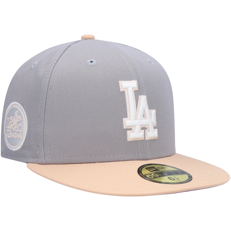New Era Los Angeles Dodgers Gray/Peach 1980 All-Star Game Purple Undervisor 59FIFTY Fitted Hat