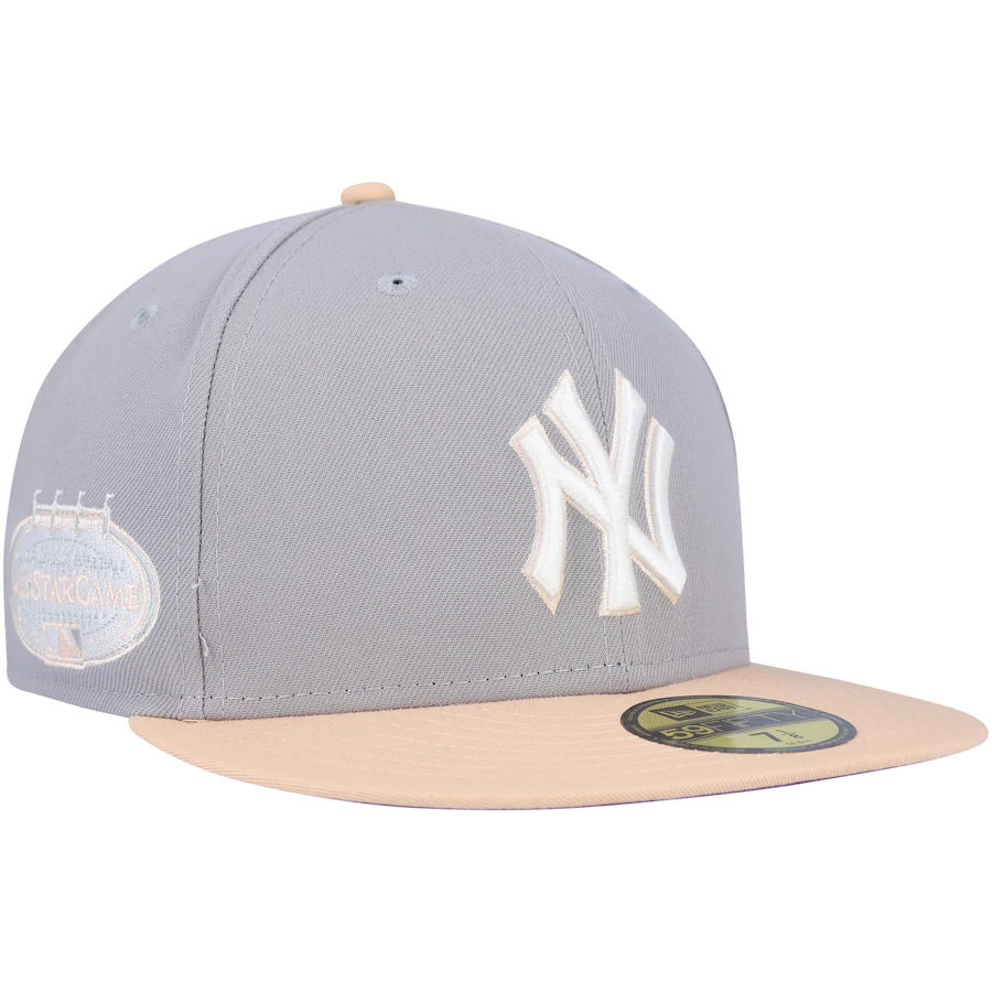 New Era New York Yankees Gray/Peach 2008 All-Star Game Purple Undervisor 59FIFTY Fitted Hat