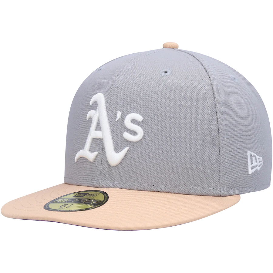 New Era Oakland Athletics Gray/Peach 1987 All-Star Game Purple Undervisor 59FIFTY Fitted Hat