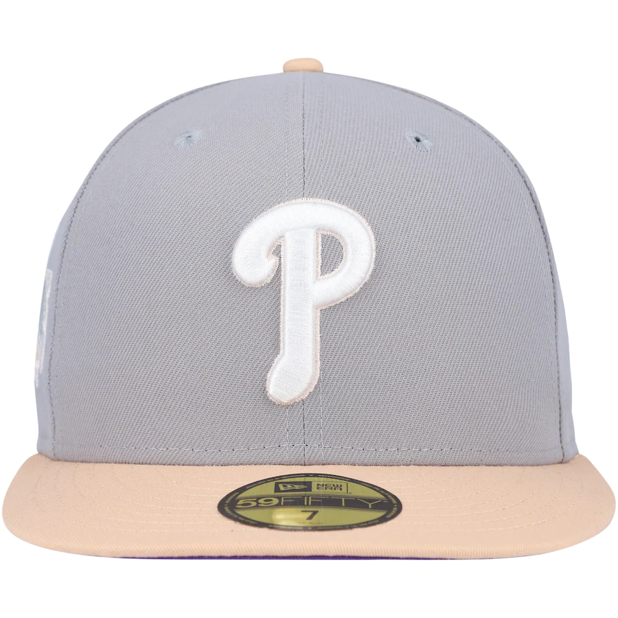 New Era Philadelphia Phillies Gray/Peach 1996 All-Star Game Purple Undervisor 59FIFTY Fitted Hat