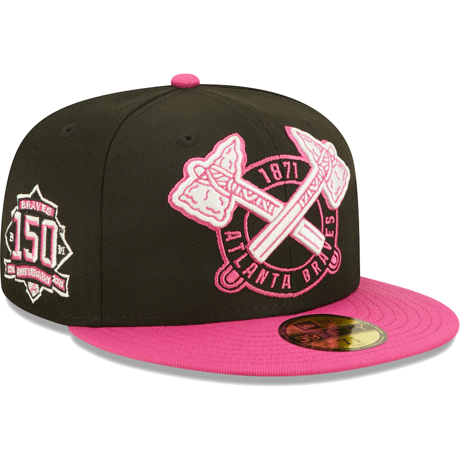 New Era Atlanta Braves Black/Pink 150th Anniversary Passion 59FIFTY Fitted Hat