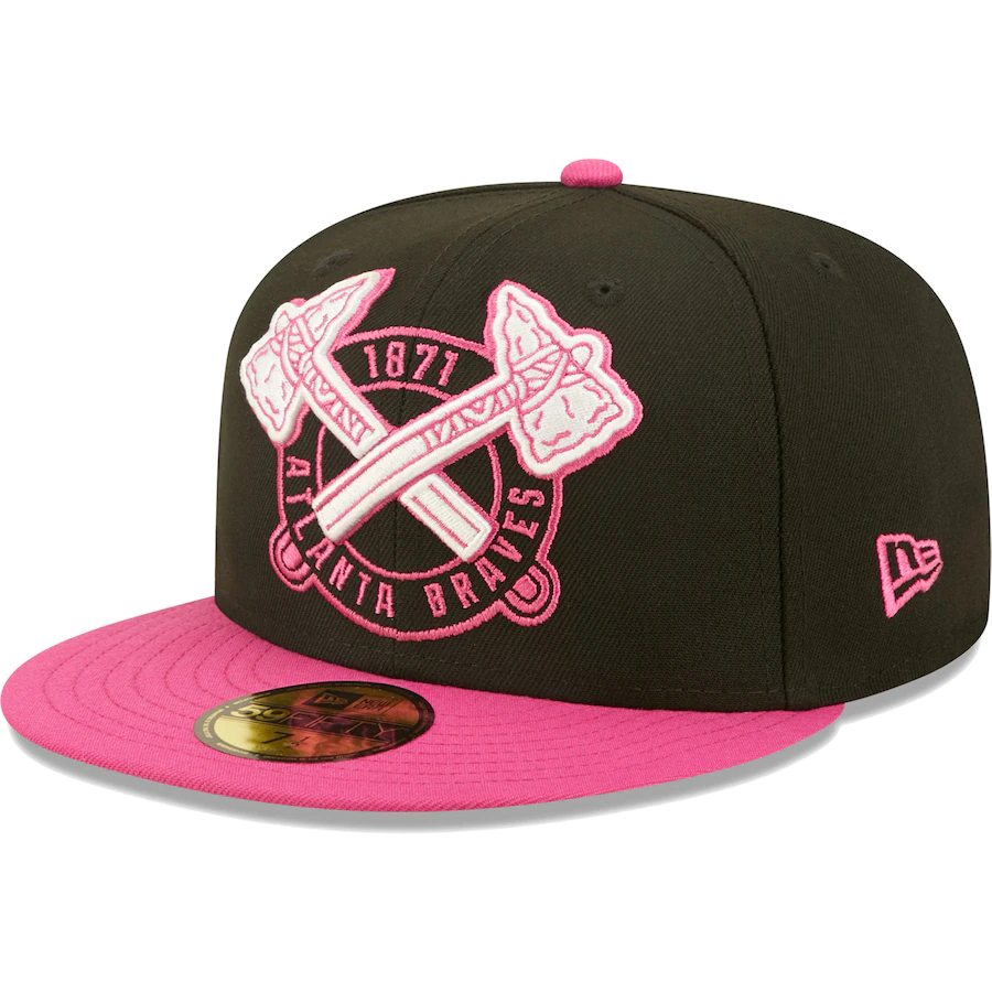 New Era Atlanta Braves Black/Pink 150th Anniversary Passion 59FIFTY Fitted Hat