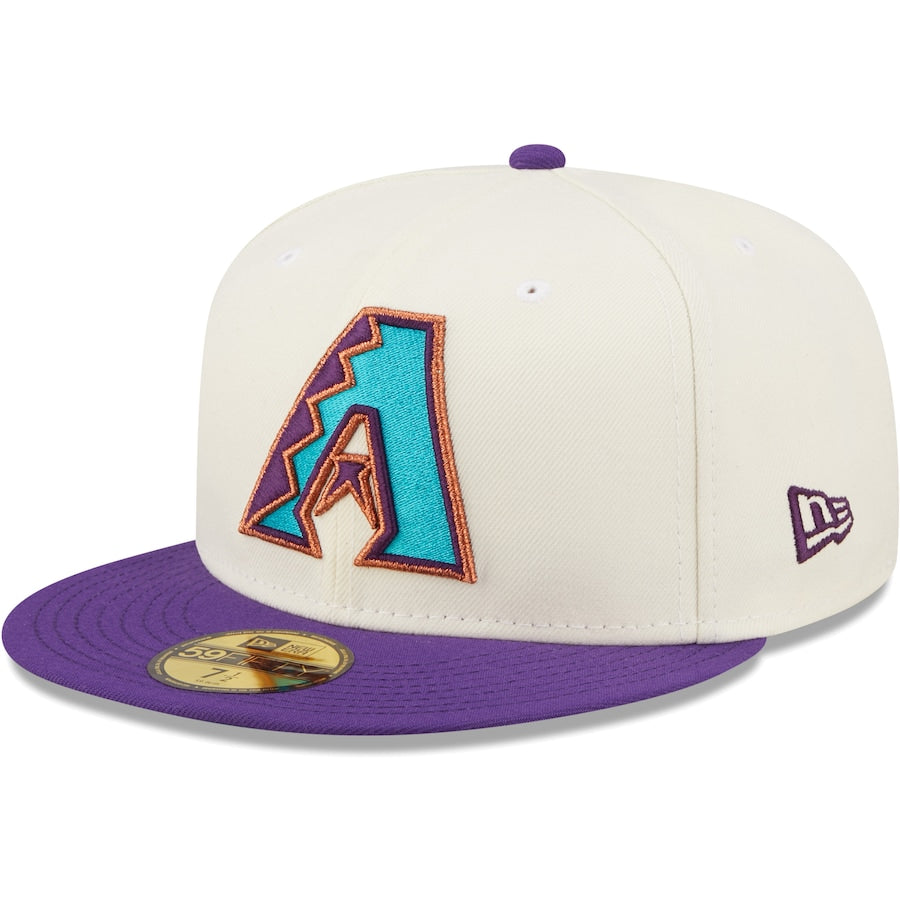 New Era Arizona Diamondbacks White/Purple Cooperstown Collection 2001 World Series Chrome 59FIFTY Fitted Hat