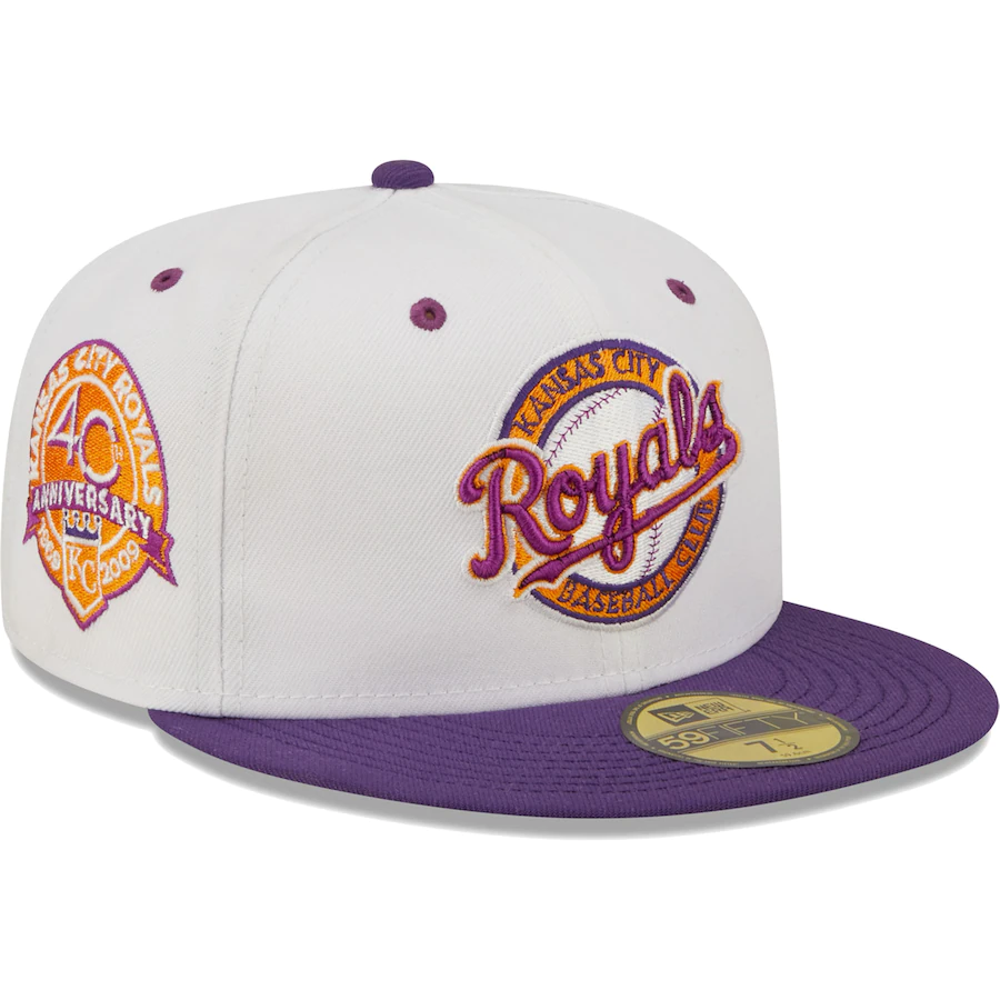 New Era Kansas City Royals White/Purple 40th Anniversary Grape Lolli 59FIFTY Fitted Hat