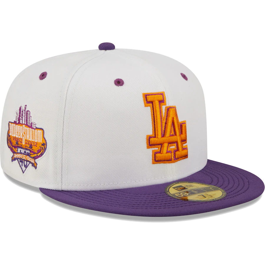 New Era Los Angeles Dodgers White/Purple 40th Anniversary at Dodger Stadium Grape Lolli 59FIFTY Fitted Hat