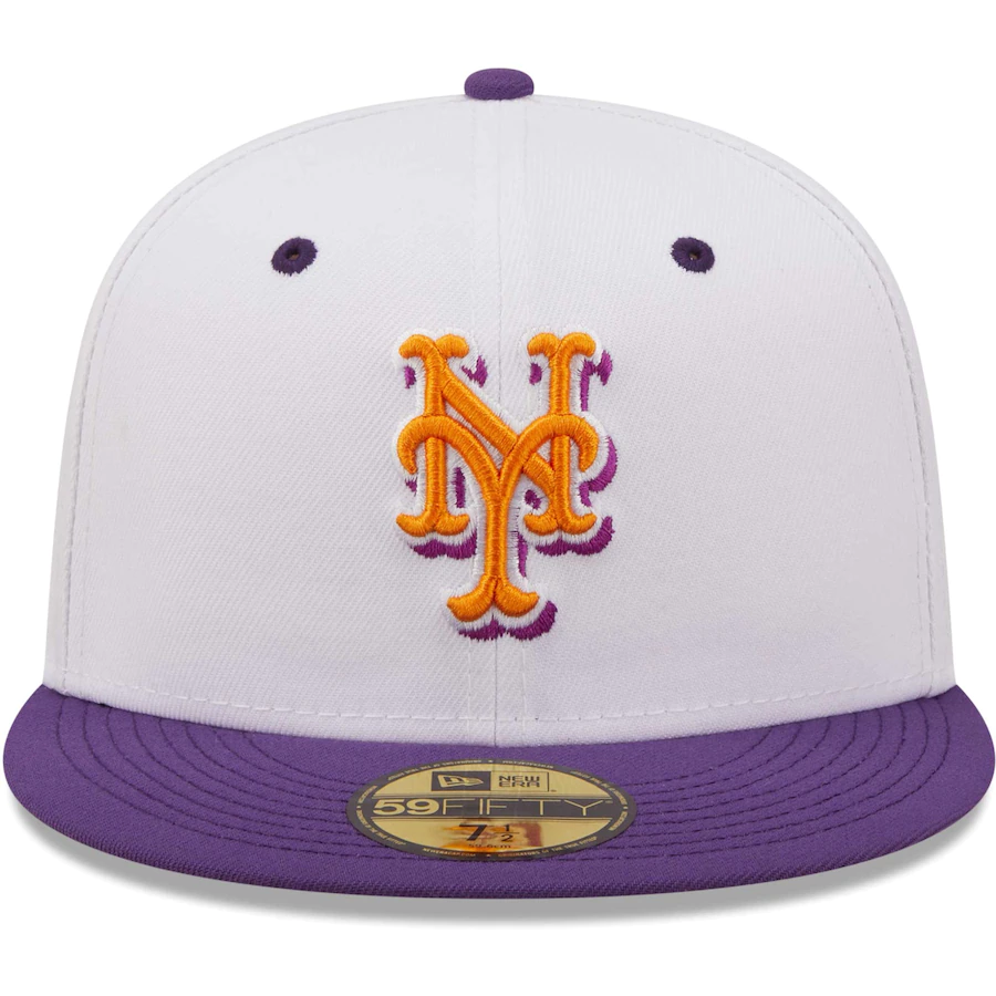 New Era New York Mets White/Purple 50th Anniversary Grape Lolli 59FIFTY Fitted Hat