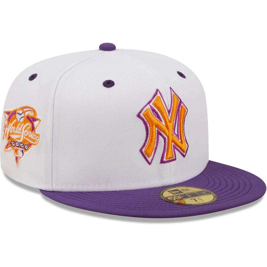 New Era New York Yankees White/Purple 2000 World Series Grape Lolli 59FIFTY Fitted Hat
