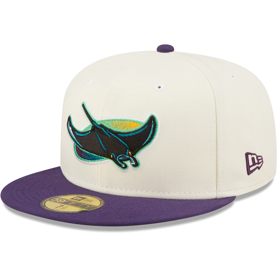 New Era Tampa Bay Rays White/Purple Cooperstown Collection 1998 Inaugural Season Chrome 59FIFTY Fitted Hat