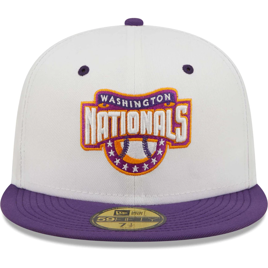 New Era Washington Nationals White/Purple 2008 Nationals Park Inaugural Season Grape Lolli 59FIFTY Fitted Hat