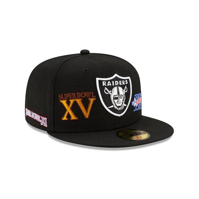 New Era Las Vegas Raiders Black 3x Super Bowl Champions  Grey UV 59FIFTY Fitted Hat