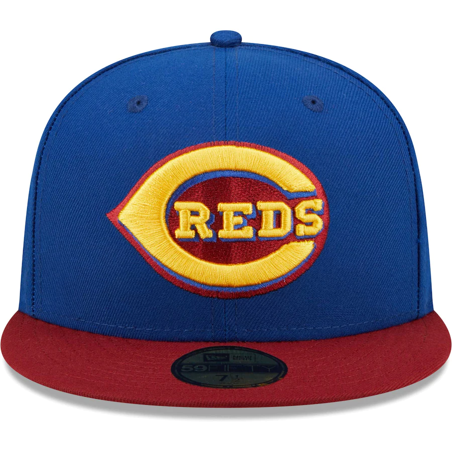 New Era Cincinnati Reds Blue/Red Alternate Logo Primary Jewel Gold Undervisor 59FIFTY Fitted Hat