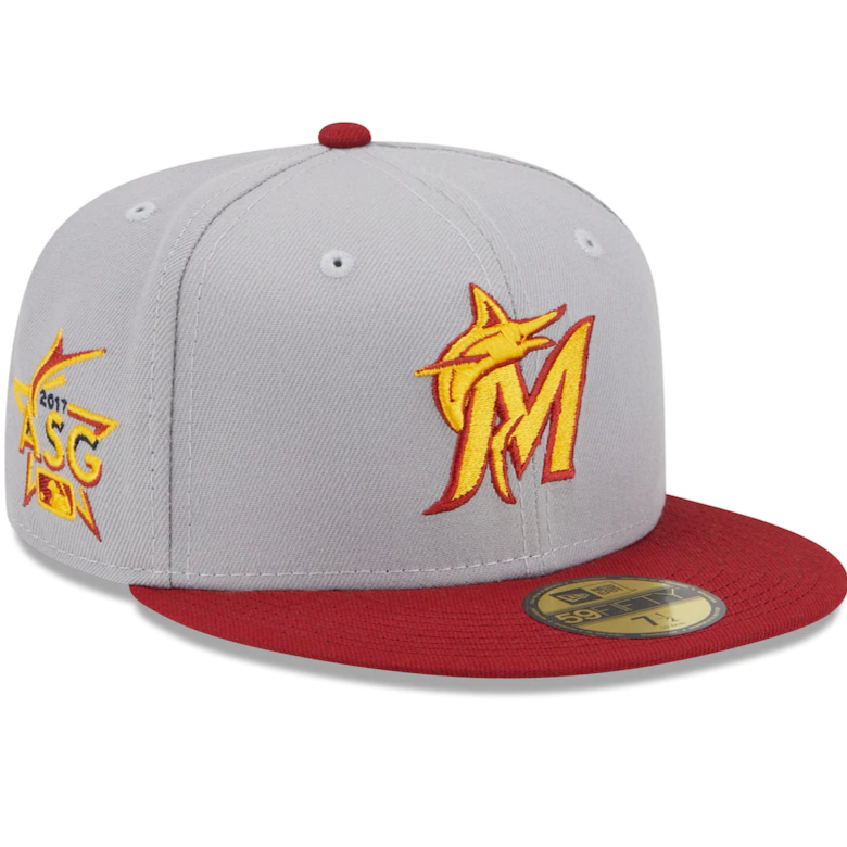 New Era Miami Marlins Gray/Red Navy Undervisor 59FIFTY Fitted Hat