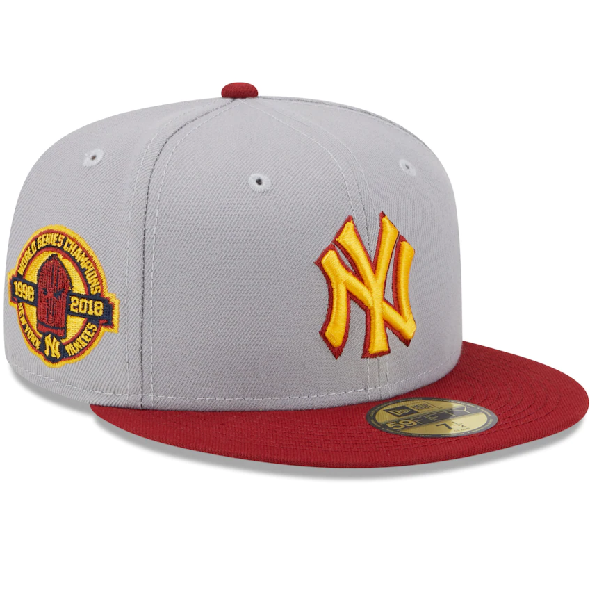 New Era New York Yankees Gray/Red World Series Champions Navy Undervisor 59FIFTY Fitted Hat