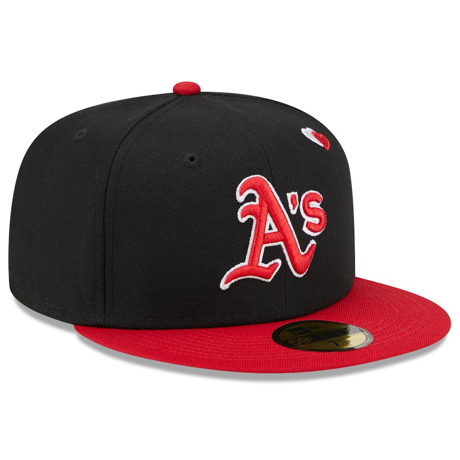 New Era Oakland Athletics Black/Red Hearts 2023 59FIFTY Fitted Hat