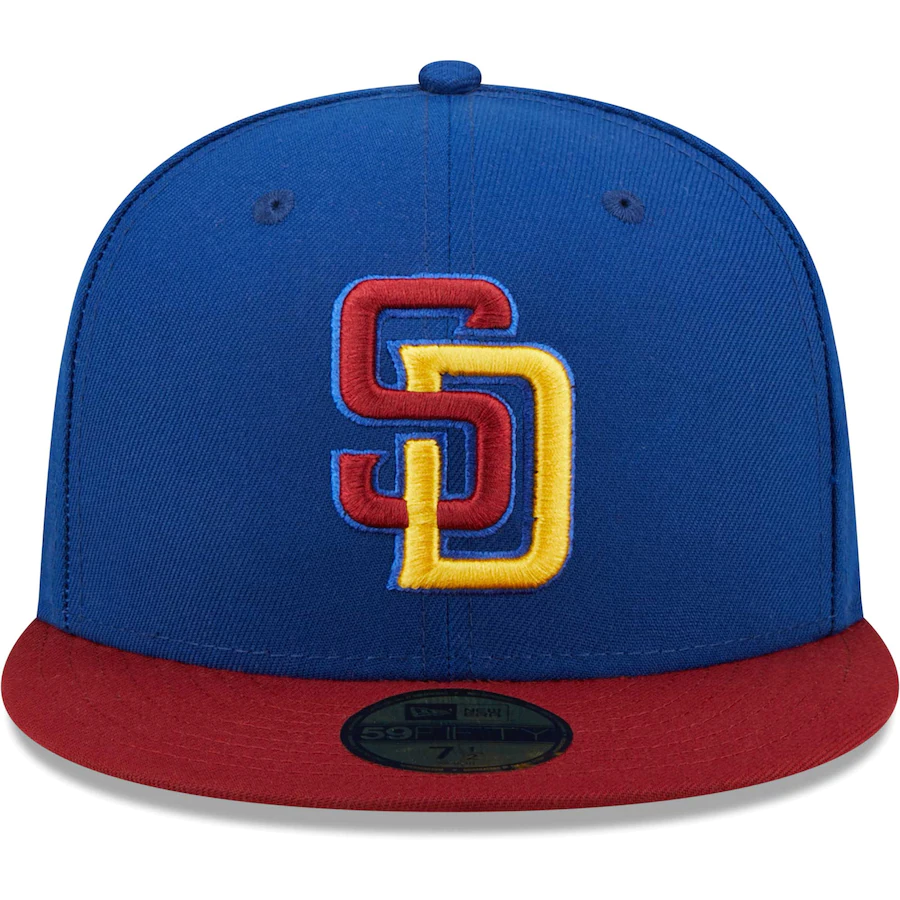 New Era San Diego Padres Blue/Red Alternate Logo Primary Jewel Gold Undervisor 59FIFTY Fitted Hat