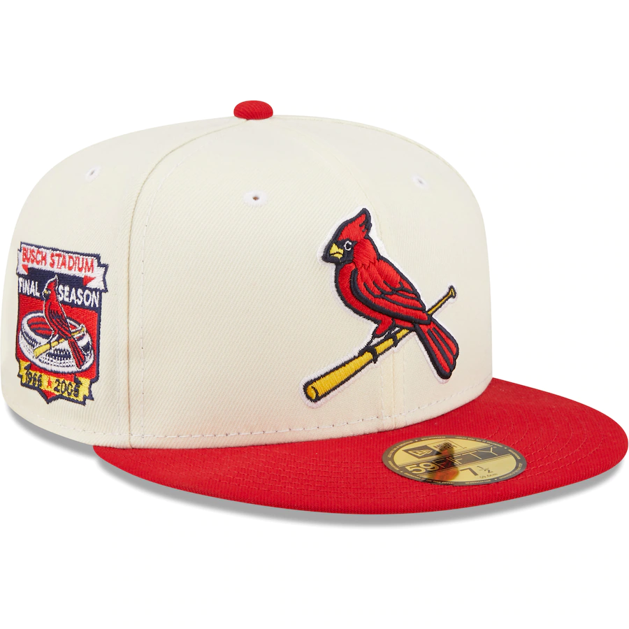 New Era St. Louis Cardinals White/Red Cooperstown Collection Busch Stadium Final Season Chrome 59FIFTY Fitted Hat