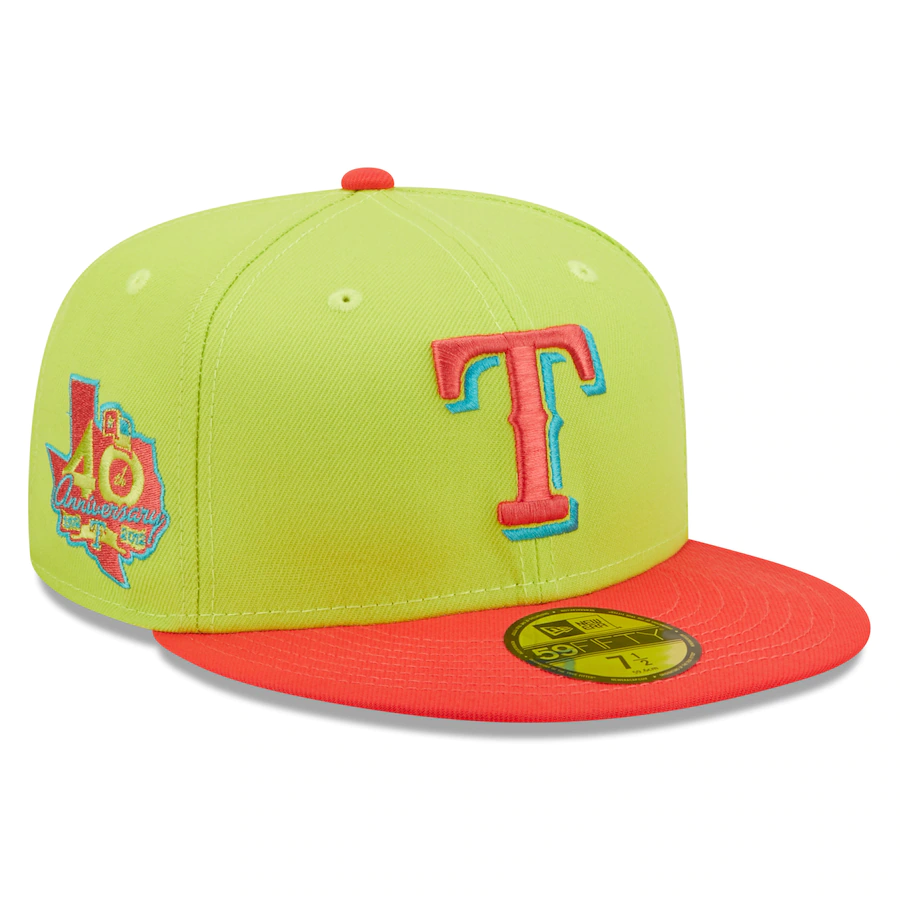 New Era Texas Rangers 40th Anniversary Cyber Highlighter 59FIFTY Fitted Hat