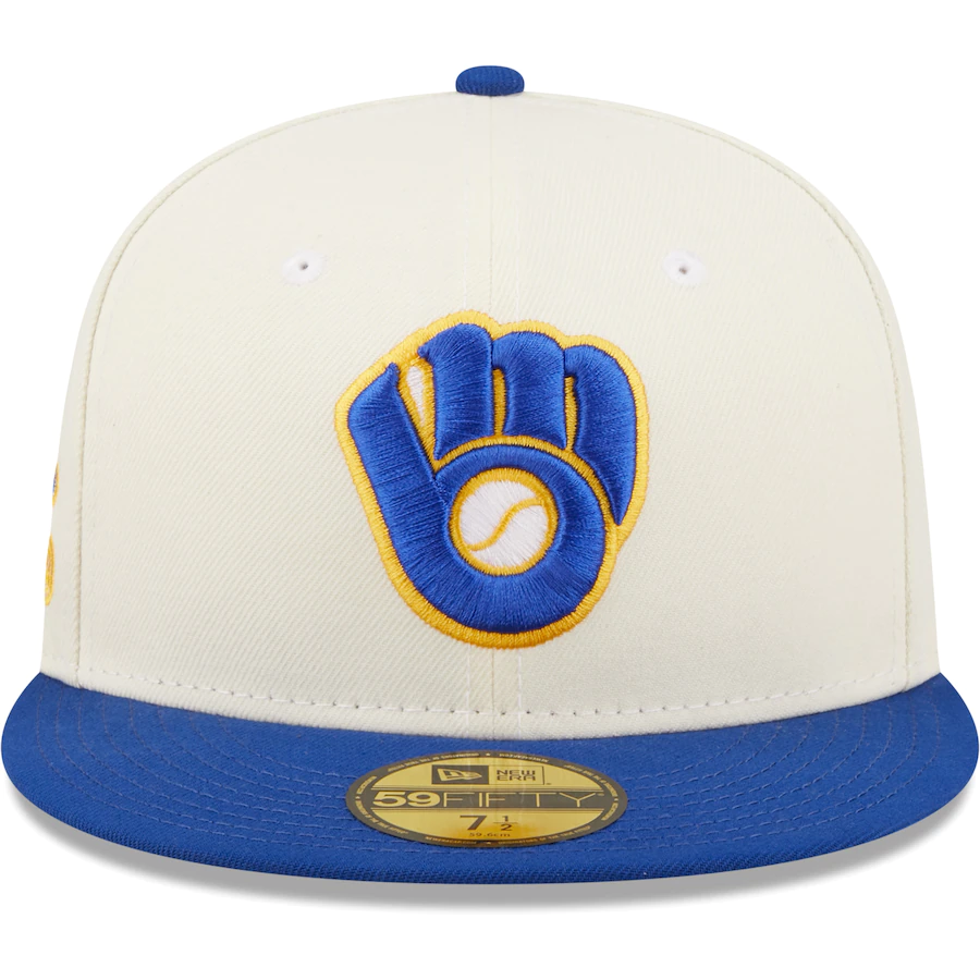 New Era Milwaukee Brewers White/Royal Cooperstown Collection 1982 World Series Chrome 59FIFTY Fitted Hat