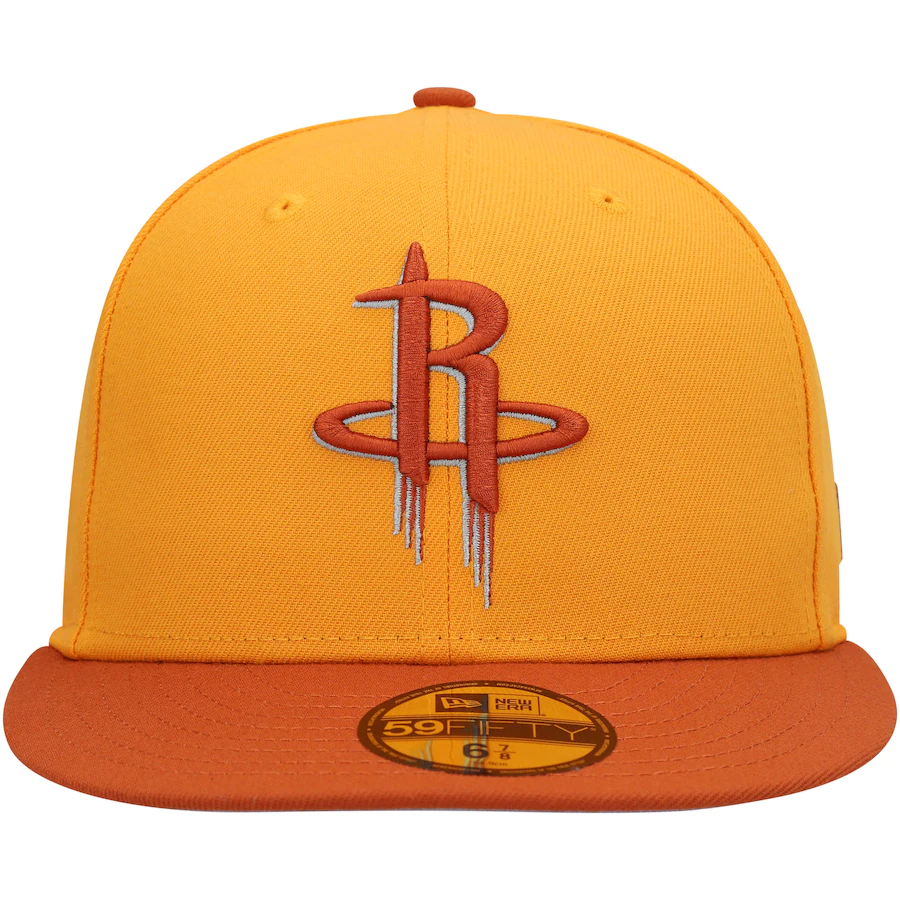 Houston Rockets Gold Logo New Era Houston Rockets Gold/Rust 2022 59FIFTY Fitted Hat