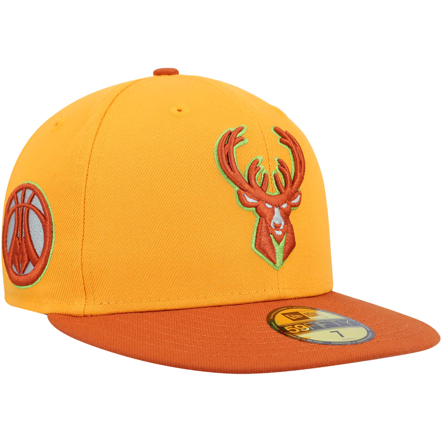 New Era Milwaukee Bucks Gold/Rust 2022 59FIFTY Fitted Hat