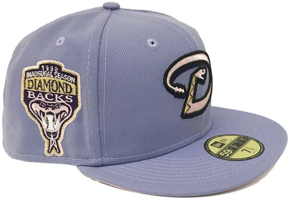 New Era Arizona Diamondbacks Lavender 1998 World Series Pink Undervisor 59FIFTY Fitted Hat