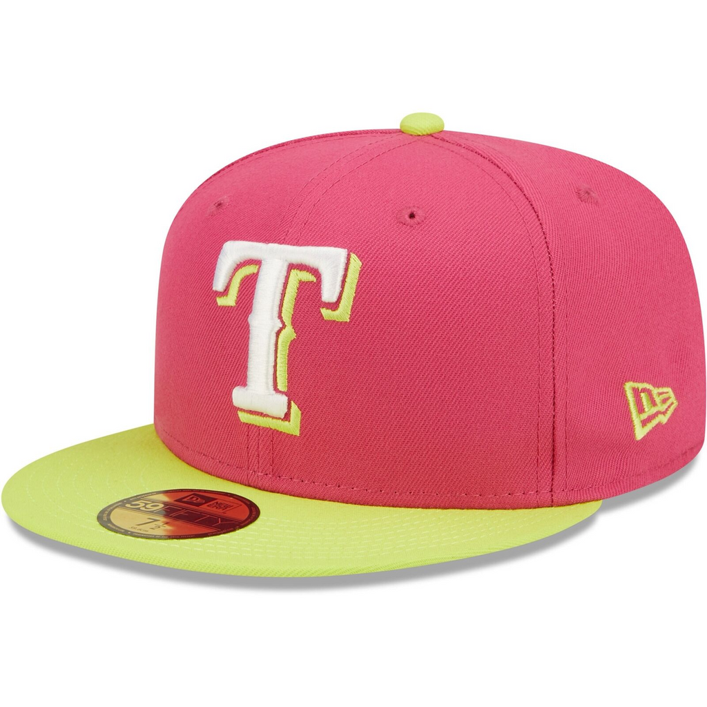 New Era Pink Texas Rangers 40th Anniversary Beetroot Cyber 59FIFTY Fitted Hat