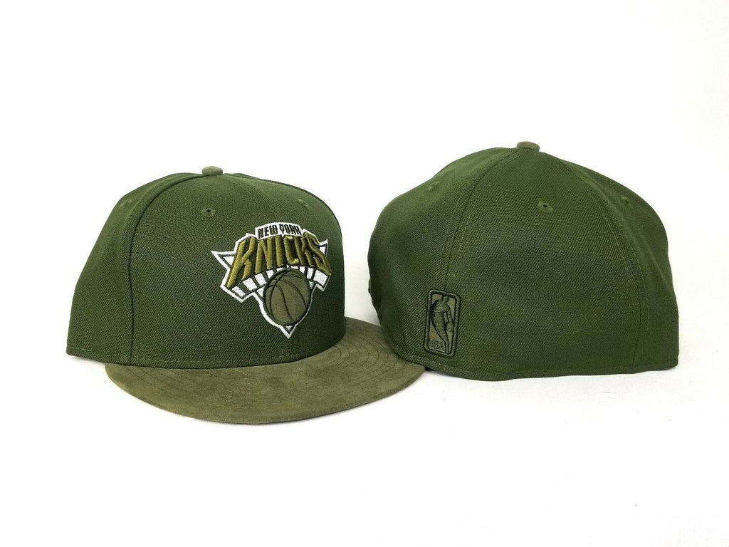 New Era New York Knicks Military Green Suede Brim 59FIFTY Fitted Hat