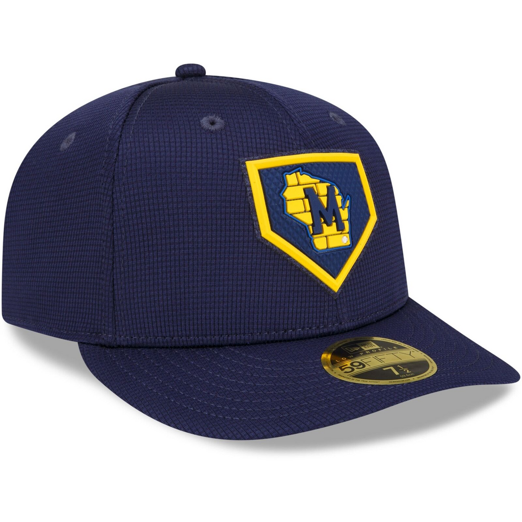 New Era Navy Milwaukee Brewers 2022 Clubhouse Alternate Logo Low Profile 59FIFTY Fitted Hat