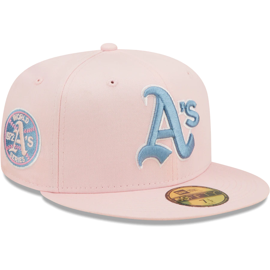 New Era Oakland Athletics Pink/Sky 1972 World Series Undervisor 59FIFTY Fitted Hat
