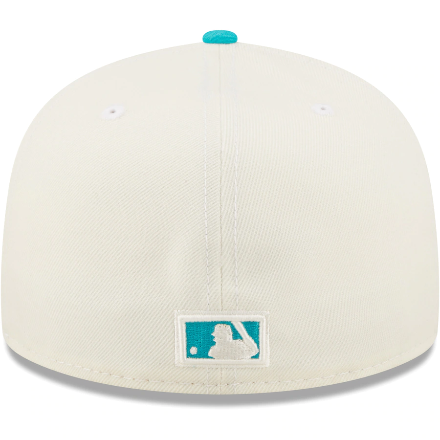 New Era Florida Marlins White/Teal  Cooperstown Collection 1997 World Series Chrome 59FIFTY Fitted Hat