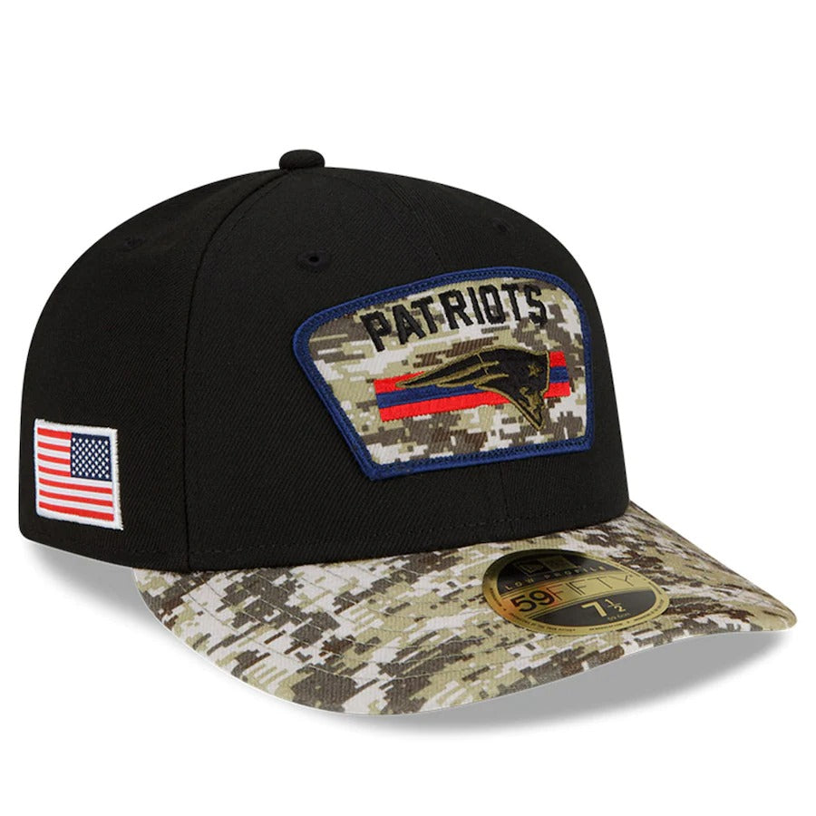 New Era Black/Camo New England Patriots 2021 Salute To Service Low Profile 59FIFTY Fitted Hat