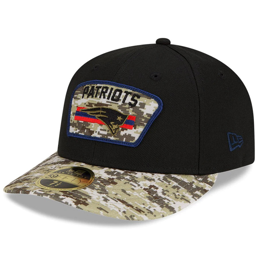 New Era Black/Camo New England Patriots 2021 Salute To Service Low Profile 59FIFTY Fitted Hat