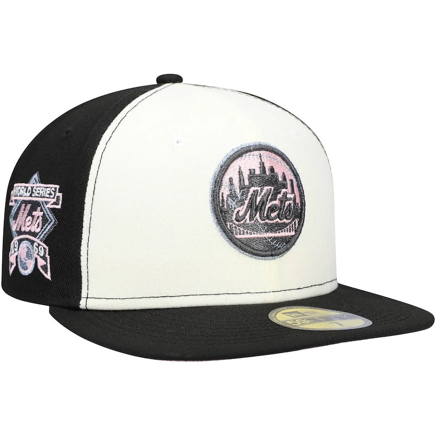 New Era New York Mets Cream/Black 1969 World Series Pink Undervisor 59FIFTY Fitted Hat