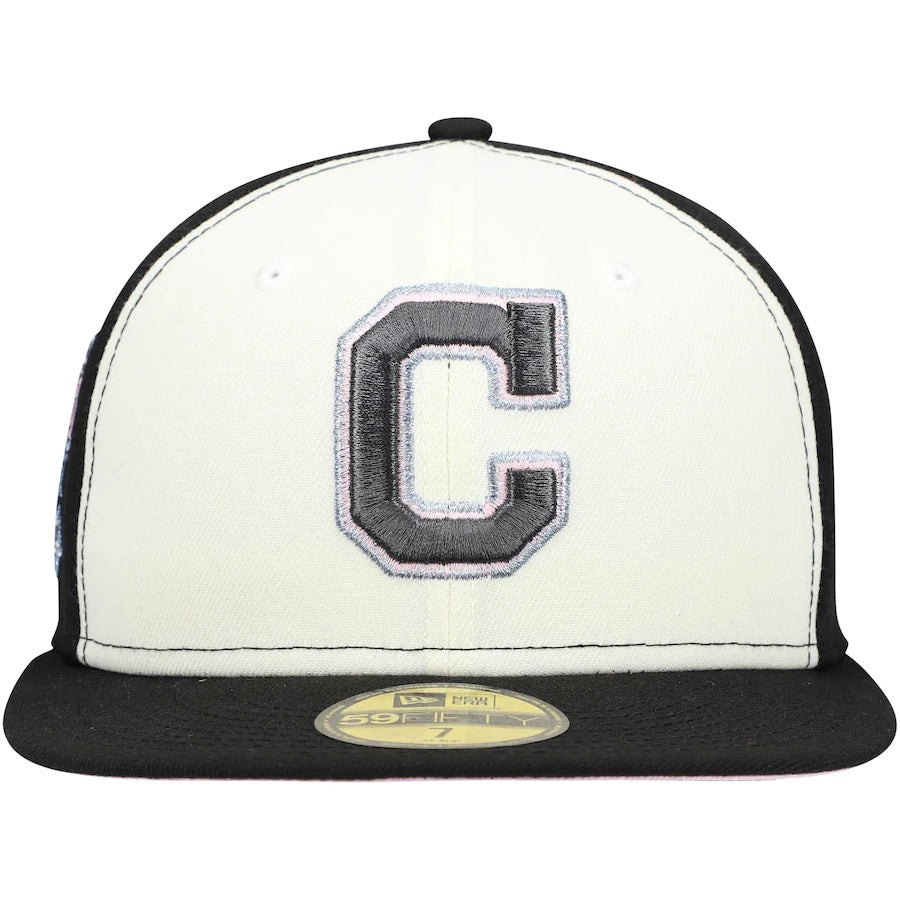New Era Cleveland Indians Cream/Black Jacobs Field Pink Undervisor 59FIFTY Fitted Hat