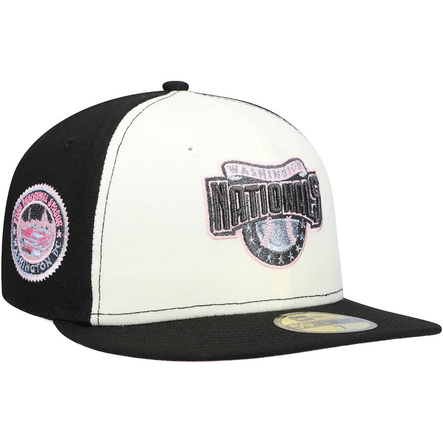 New Era Washington Nationals Cream/Black Innagural Season Pink Undervisor 59FIFTY Fitted Hat