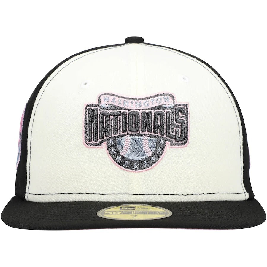 New Era Washington Nationals Cream/Black Innagural Season Pink Undervisor 59FIFTY Fitted Hat