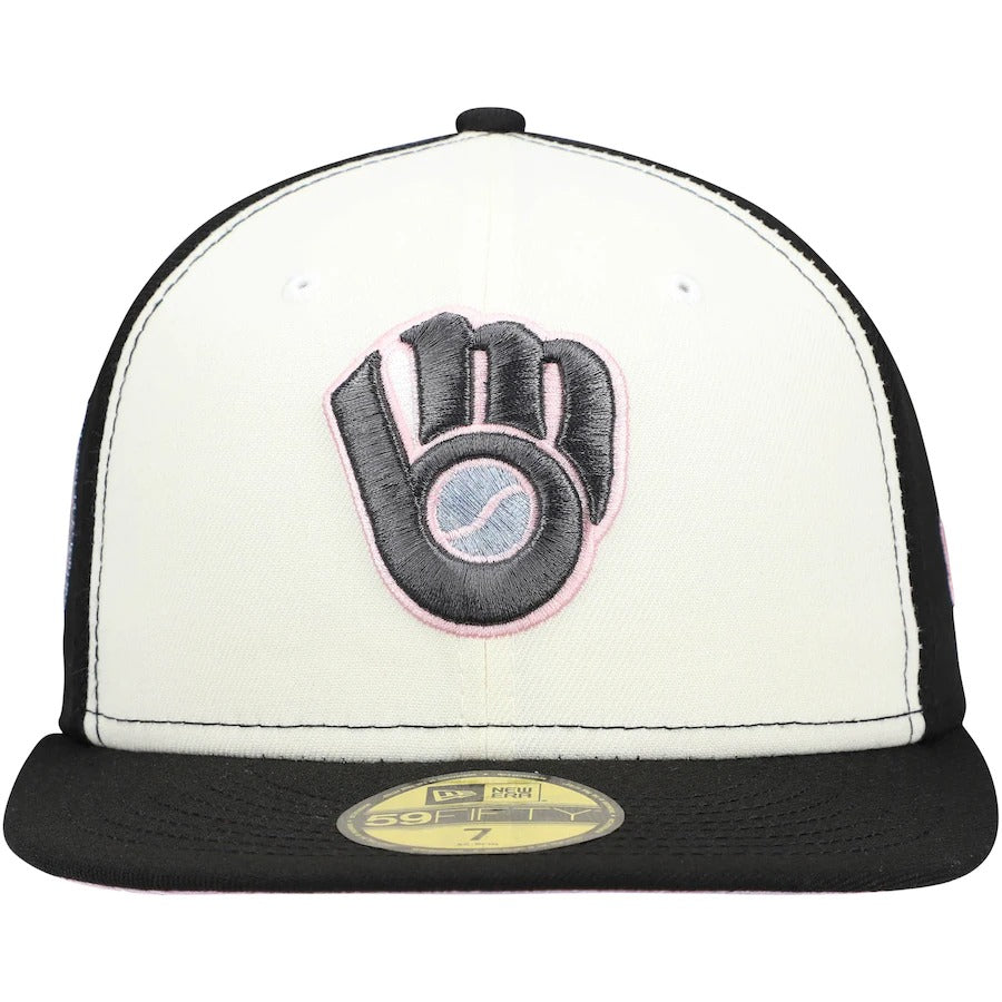 New Era Milwaukee Brewers Cream/Black 1982 World Series Pink Undervisor 59FIFTY Fitted Hat