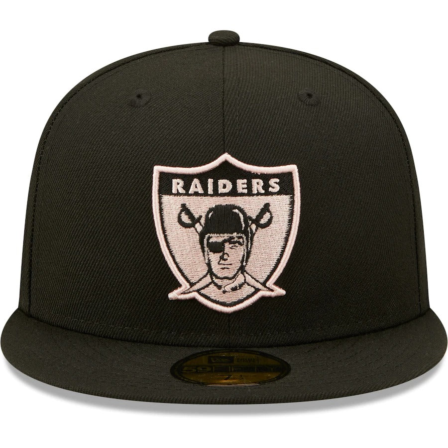 New Era Las Vegas Raiders Black 1991 Pro Bowl Pink Undervisor 59FIFTY Fitted Hat