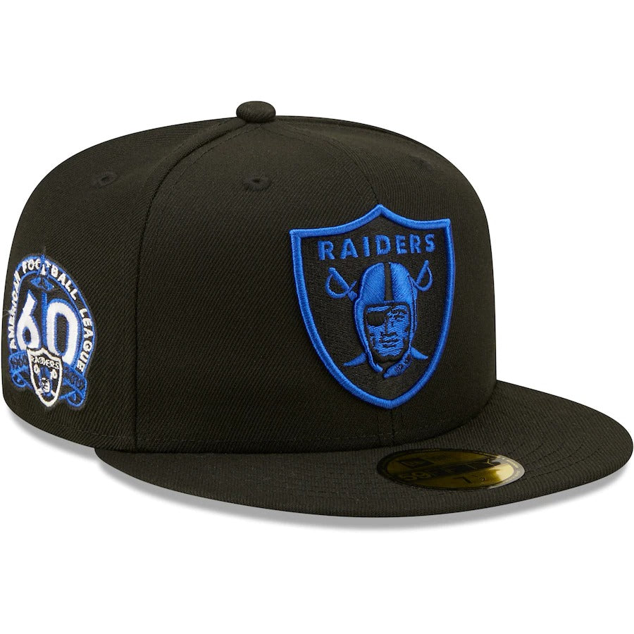New Era Las Vegas Raiders Black Royal Undervisor 60th Anniversary 59FIFTY Fitted Hat